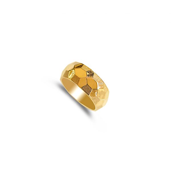 YELLOW GOLD FACETED BAND Christmas jewelry By Gilat Artzi Jewelry 5