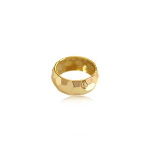 YELLOW GOLD FACETED BAND Christmas jewelry By Gilat Artzi Jewelry
