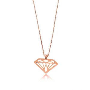 ROSE GOLD DIAMOND SHAPE NECKLACE 14k diamond necklace By Gilat Artzi Jewelry