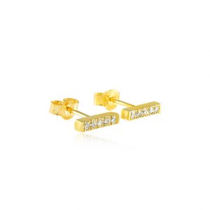 YELLOW GOLD DIAMOND BAR EARRINGS Bar Stud Earrings By Gilat Artzi Jewelry