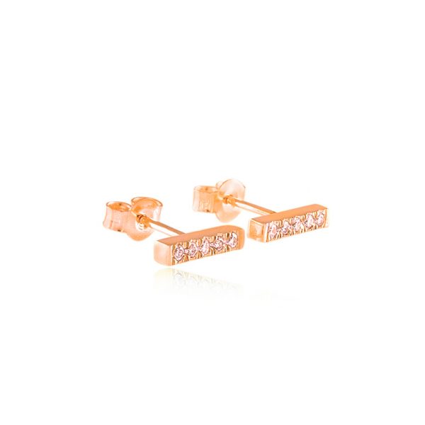 ROSE GOLD DIAMOND BAR EARRINGS Bar Stud Earrings By Gilat Artzi Jewelry 4
