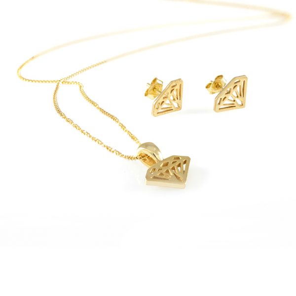 SMALL DIAMOND SHAPE YELLOW GOLD NECKLACE 14k Solid Gold By Gilat Artzi Jewelry 5
