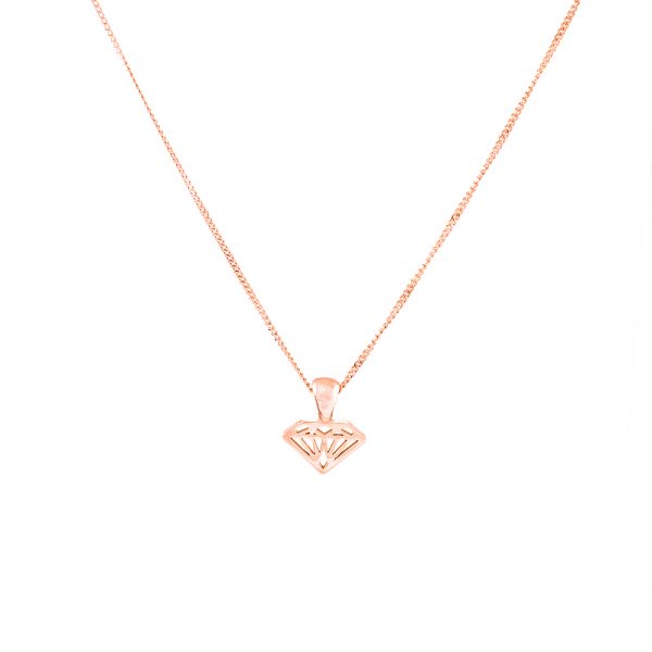 SMALL DIAMOND SHAPE ROSE GOLD NECKLACE 14k Solid Gold By Gilat Artzi Jewelry 4