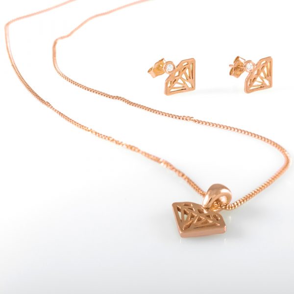 SMALL DIAMOND SHAPE ROSE GOLD NECKLACE 14k Solid Gold By Gilat Artzi Jewelry 5