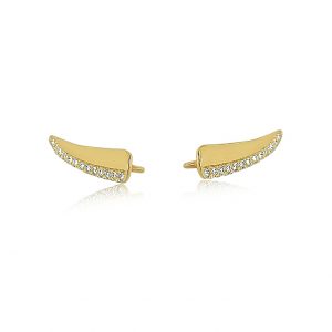 YELLOW GOLD DIAMOND EAR CLIMBER 14k gold earrings By Gilat Artzi Jewelry