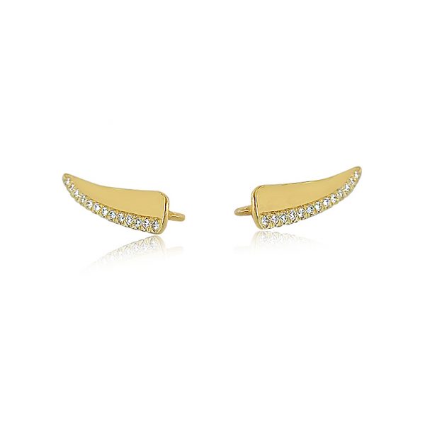 YELLOW GOLD DIAMOND EAR CLIMBER 14k gold earrings By Gilat Artzi Jewelry 4