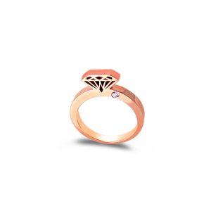 DIAMOND SHAPE ROSE GOLD RING WITH ONE DIAMOND anniversary ring By Gilat Artzi Jewelry