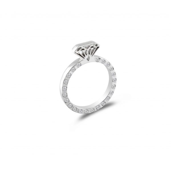 DIAMOND SHAPE WHITE GOLD RING WITH DIAMONDS black diamond By Gilat Artzi Jewelry 4