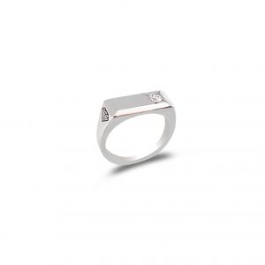 WHITE GOLD SIGNET RING WITH DIAMOND diamond gold ring By Gilat Artzi Jewelry