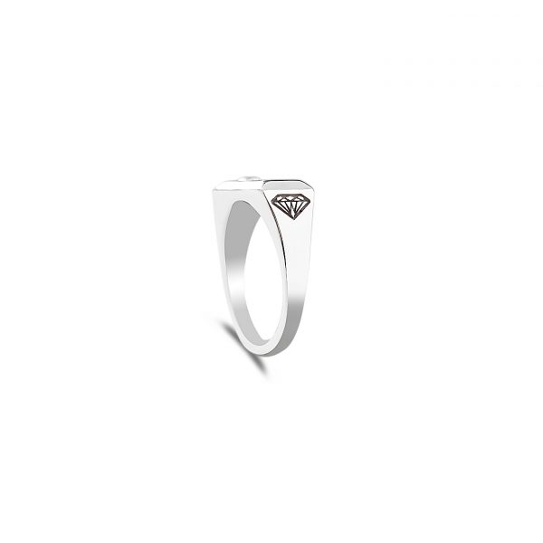 WHITE GOLD SIGNET RING WITH DIAMOND diamond gold ring By Gilat Artzi Jewelry 5