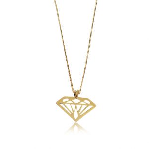 YELLOW GOLD DIAMOND SHAPE NECKLACE 14k diamond necklace By Gilat Artzi Jewelry