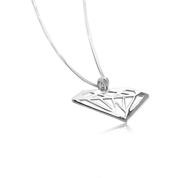 ROSE GOLD DIAMOND SHAPE NECKLACE 14k diamond necklace By Gilat Artzi Jewelry 7