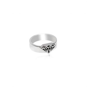 DIAMOND SHAPE WHITE GOLD SIGNET RING 14k signet ring By Gilat Artzi Jewelry
