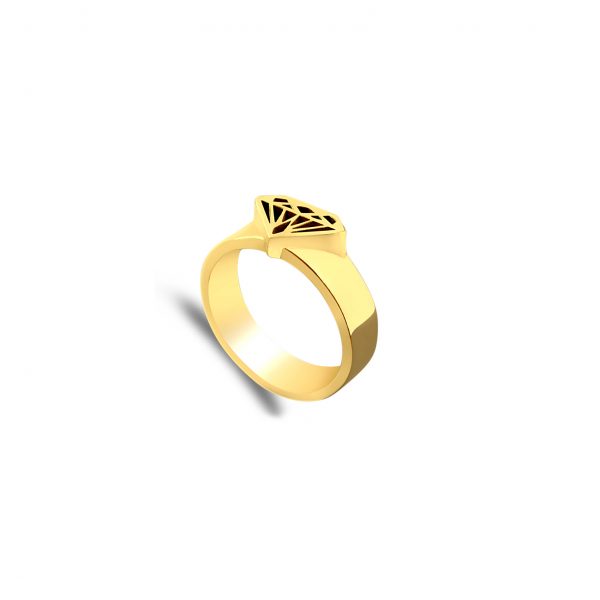 DIAMOND SHAPE YELLOW GOLD SIGNET RING 14k signet ring By Gilat Artzi Jewelry 8