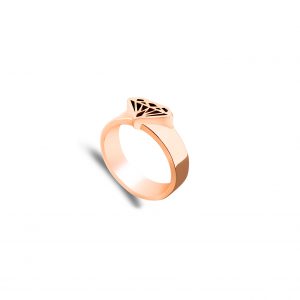 DIAMOND SHAPE ROSE GOLD SIGNET RING 14k signet ring By Gilat Artzi Jewelry