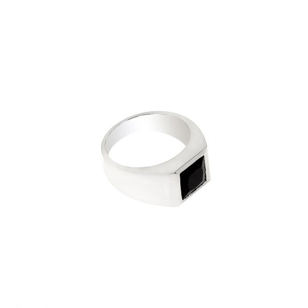 MEN WHITE GOLD SIGNET RING Black gemstone Ring By Gilat Artzi Jewelry 5