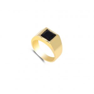 MEN YELLOW GOLD SIGNET RING Black gemstone Ring By Gilat Artzi Jewelry