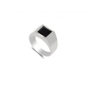 MEN WHITE GOLD SIGNET RING Black gemstone Ring By Gilat Artzi Jewelry