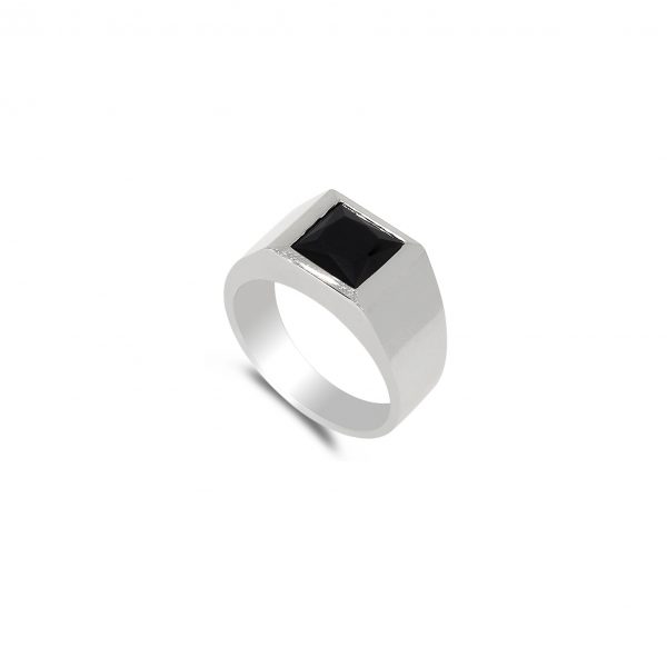 MEN WHITE GOLD SIGNET RING Black gemstone Ring By Gilat Artzi Jewelry 4