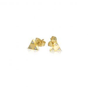 TRIANGLE DIAMOND STUDD EARRINGS 14k gold ear studs By Gilat Artzi Jewelry 4