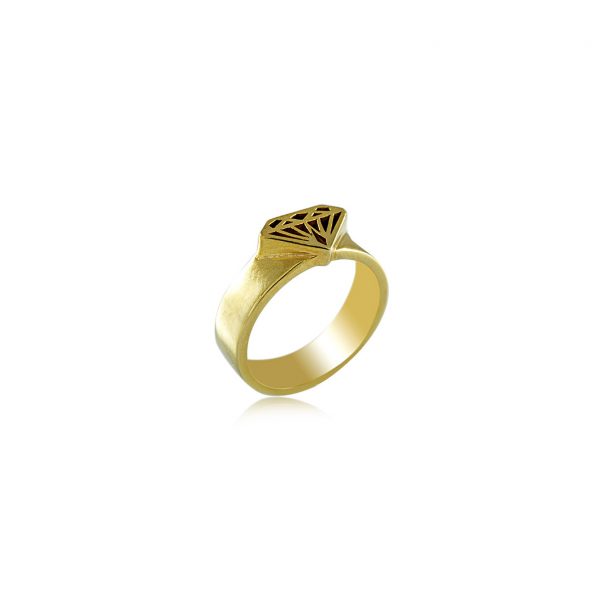 DIAMOND SHAPE YELLOW GOLD SIGNET RING 14k signet ring By Gilat Artzi Jewelry 5