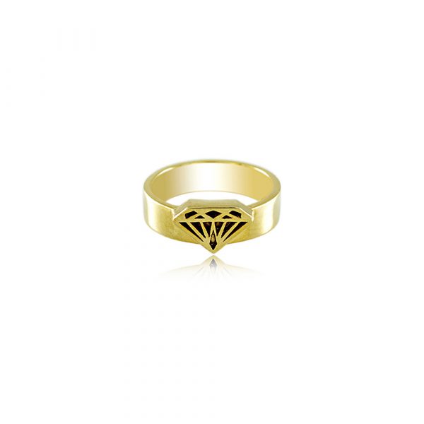DIAMOND SHAPE YELLOW GOLD SIGNET RING 14k signet ring By Gilat Artzi Jewelry 4