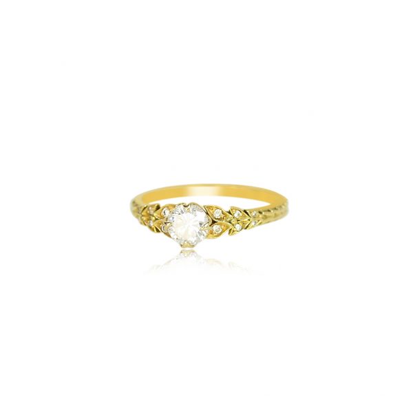 LEAF DIAMOND GOLD RING 18k Engagement Ring By Gilat Artzi Jewelry 5