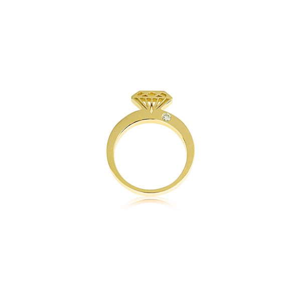 DIAMOND SHAPE ROSE GOLD RING WITH ONE DIAMOND anniversary ring By Gilat Artzi Jewelry 6