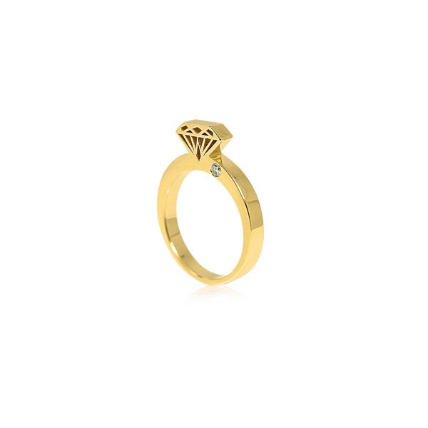 DIAMOND SHAPE ROSE GOLD RING WITH ONE DIAMOND anniversary ring By Gilat Artzi Jewelry 5
