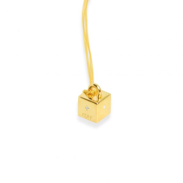 GOLD CUBE NECKLACE 14k gold pendant By Gilat Artzi Jewelry 6