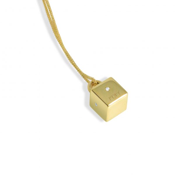 GOLD CUBE NECKLACE 14k gold pendant By Gilat Artzi Jewelry 4