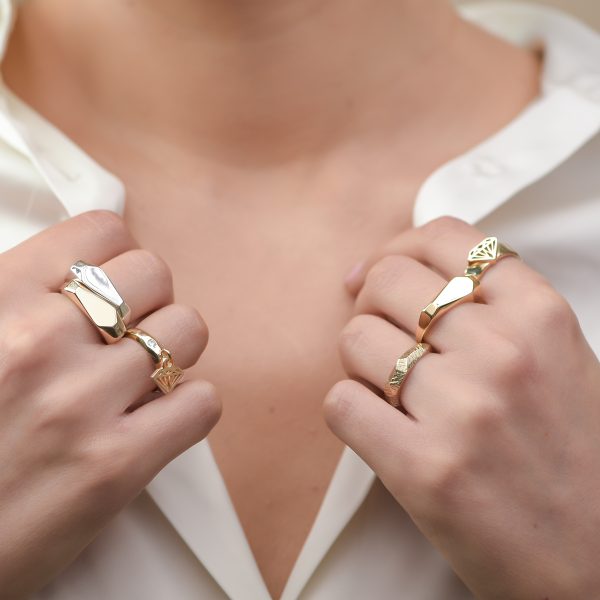 DIAMOND SHAPE YELLOW GOLD SIGNET RING 14k signet ring By Gilat Artzi Jewelry 9