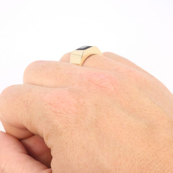 MEN ROSE GOLD SIGNET RING Black gemstone Ring By Gilat Artzi Jewelry 8
