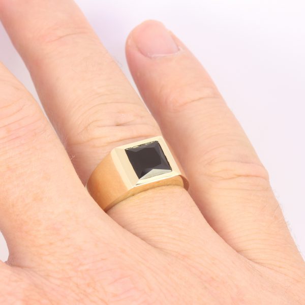 MEN WHITE GOLD SIGNET RING Black gemstone Ring By Gilat Artzi Jewelry 7