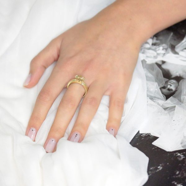 DIAMOND SHAPE ROSE GOLD RING WITH ONE DIAMOND anniversary ring By Gilat Artzi Jewelry 7