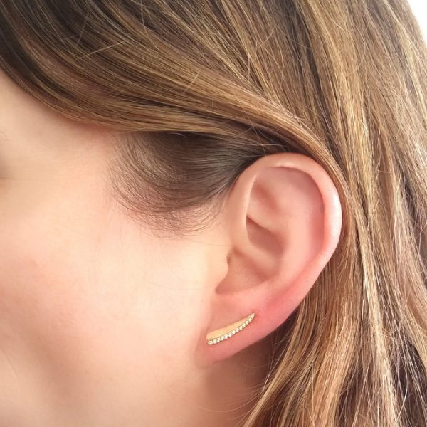 WHITE GOLD DIAMOND EAR CLIMBER 14k gold earrings By Gilat Artzi Jewelry 7