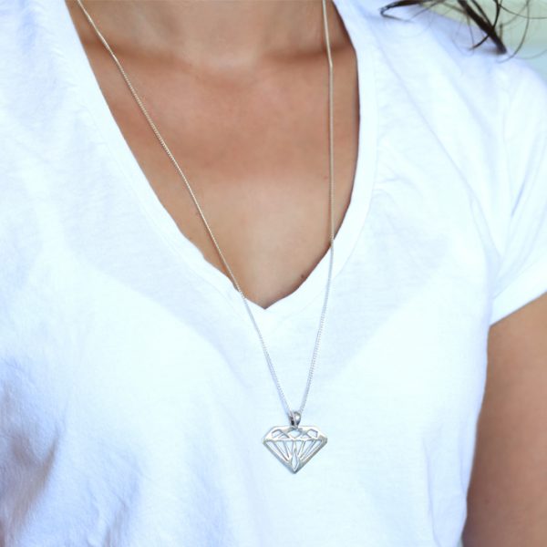 ROSE GOLD DIAMOND SHAPE NECKLACE 14k diamond necklace By Gilat Artzi Jewelry 8