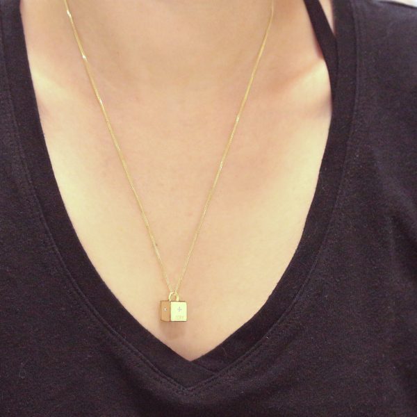 GOLD CUBE NECKLACE 14k gold pendant By Gilat Artzi Jewelry 8